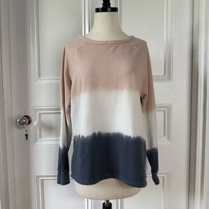 Adam Levine Women’s Dip Dyed French Terry Sweater Pink Off White Grey Medium